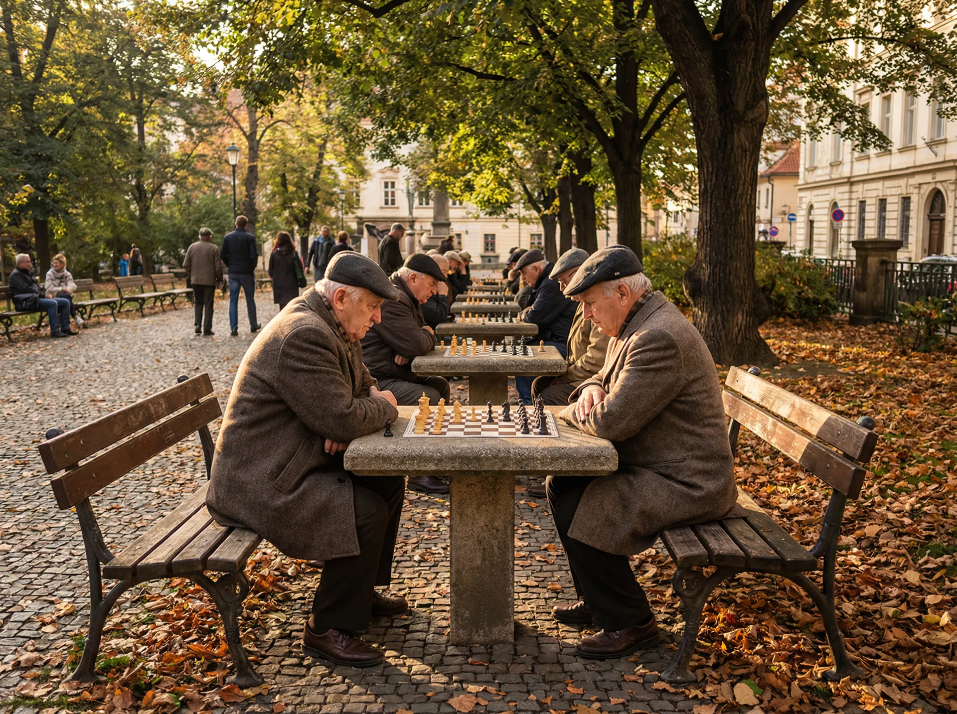 布拉格公园老人下棋 - 街头搭讪 日常生活纪实